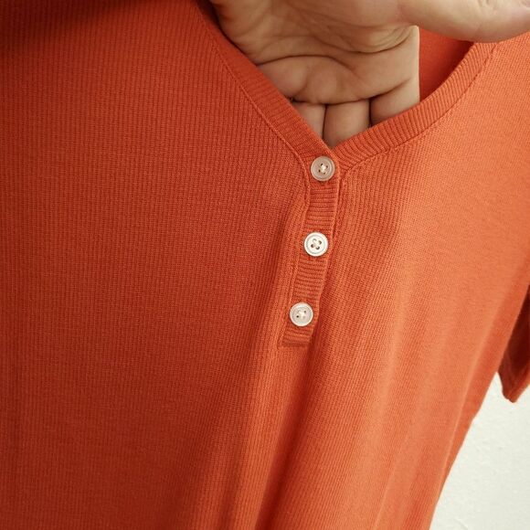 NWT KNIX Modal Pumpkin Rust Orange Ribbed Short Sleeve Bodysuit - Picture 4 of 14